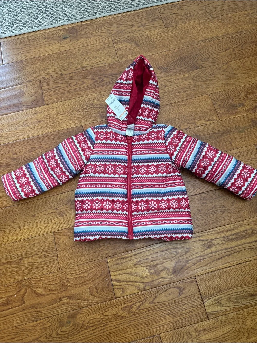 GYMBOREE Girl's Puffer Jacket- Fair Isle Snowflake Pattern Red sz xs (4)  NWTs